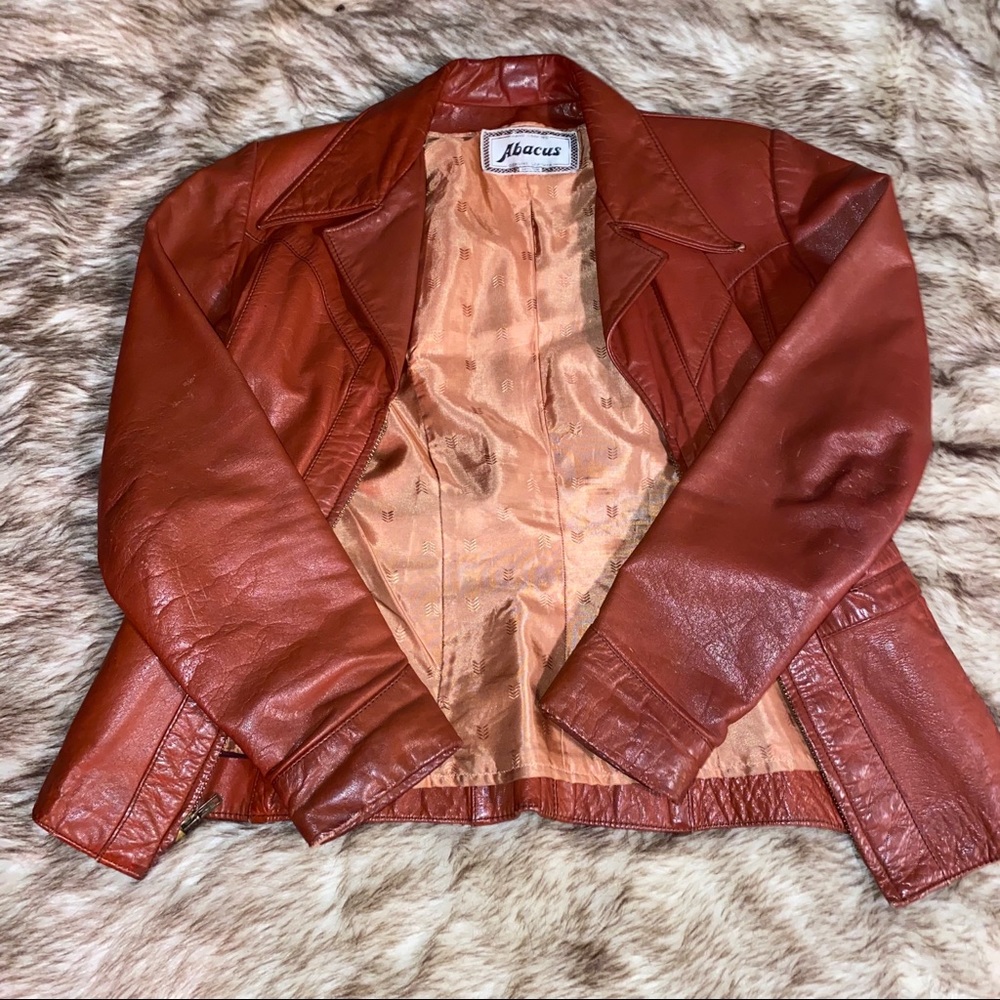 VINTAGE ABACUS GENUINE LEATHER JACKET